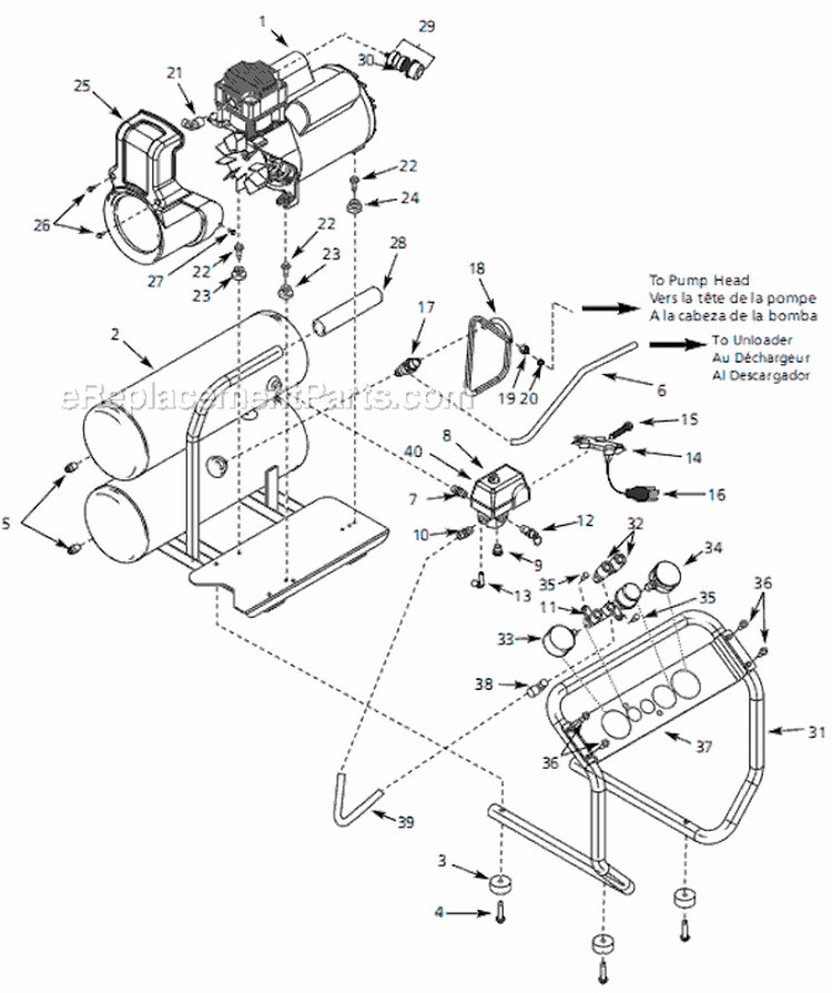 Page A Diagram and Parts List for EX800003 2003 Campbell Hausfeld Compressor
